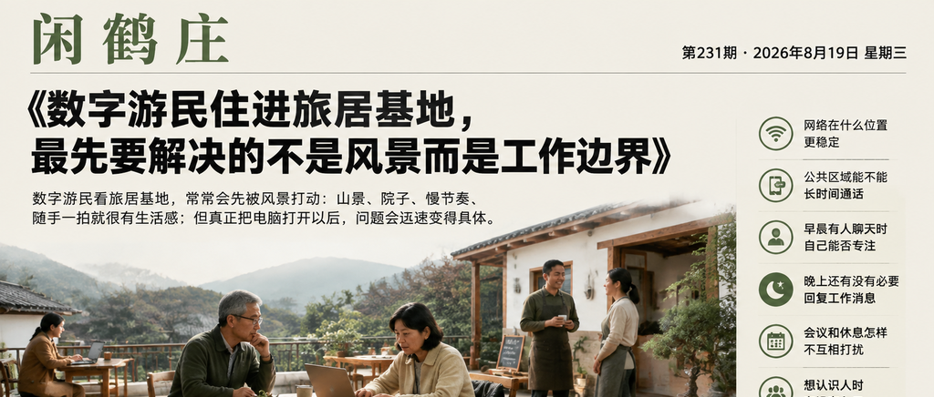 数字游民住进旅居基地，最先要解决的不是风景而是工作边界｜数字游民、工作边界