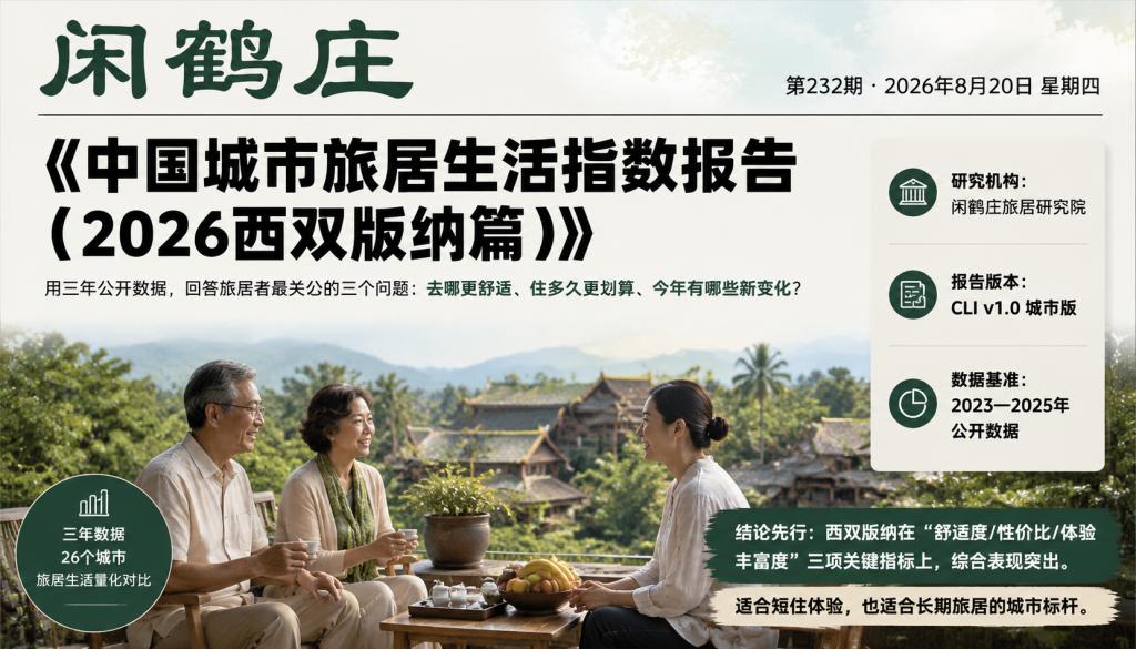 中国城市旅居生活指数报告（2026西双版纳篇）｜云南省旅游民宿行业协会、旅居康养