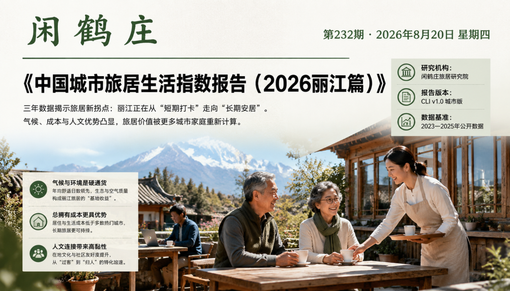 中国城市旅居生活指数报告（2026丽江篇）｜云南旅居、云南省旅游民宿行业协会
