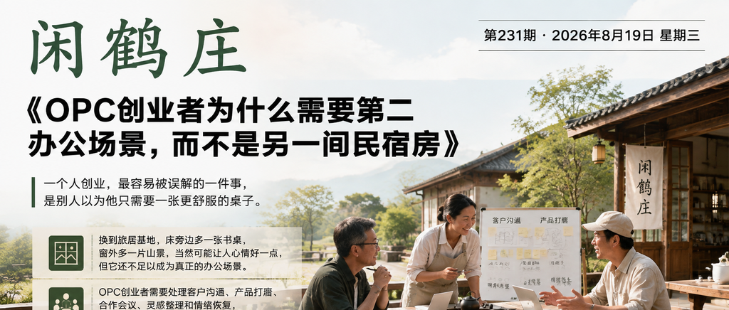 OPC创业者为什么需要第二办公场景，而不是另一间民宿房｜OPC创业者、第二办公场景