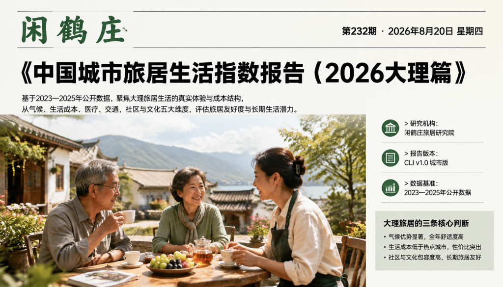 中国城市旅居生活指数报告（2026大理篇）｜云南省旅游民宿行业协会、旅居康养